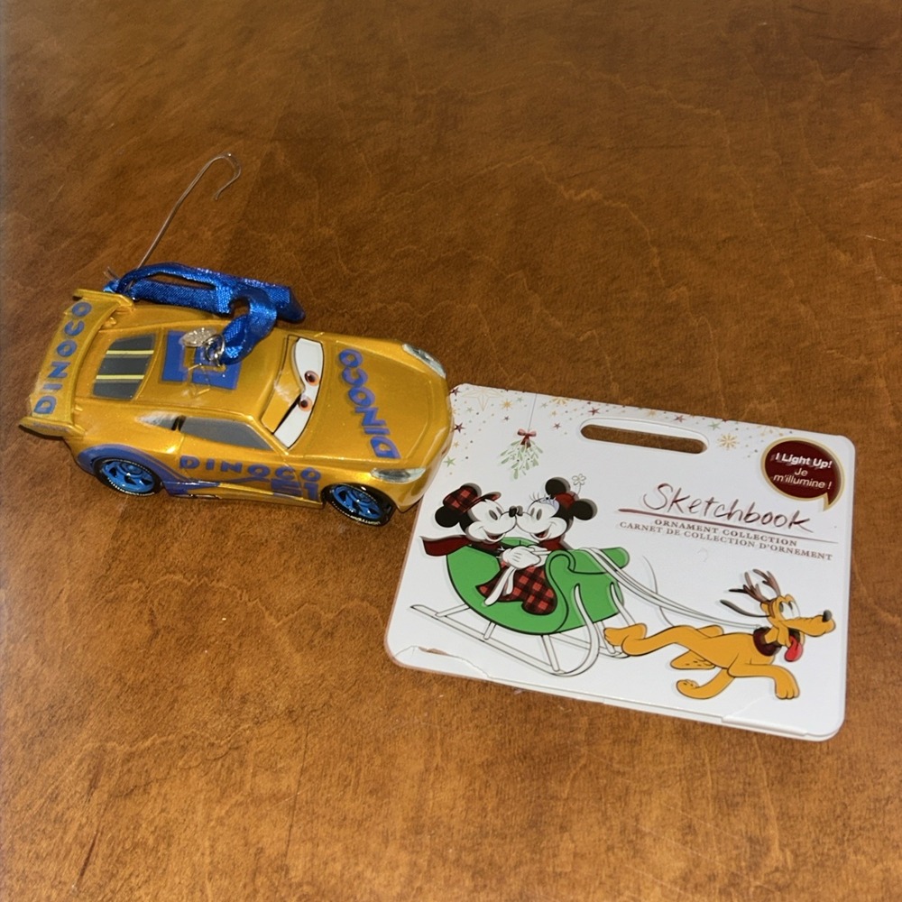 Disney Store Yellow Blue Light Up Sketchbook Pixar Cars Cruz‎ Ramirez Ornament
